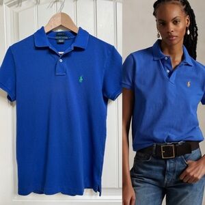 Ralph Lauren Iconic Classic Fit Mesh Polo Shirt in Royal Blue with Green Pony. M